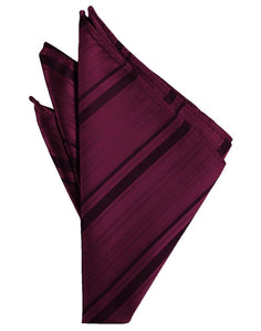 Cardi Wine Striped Satin Pocket Square