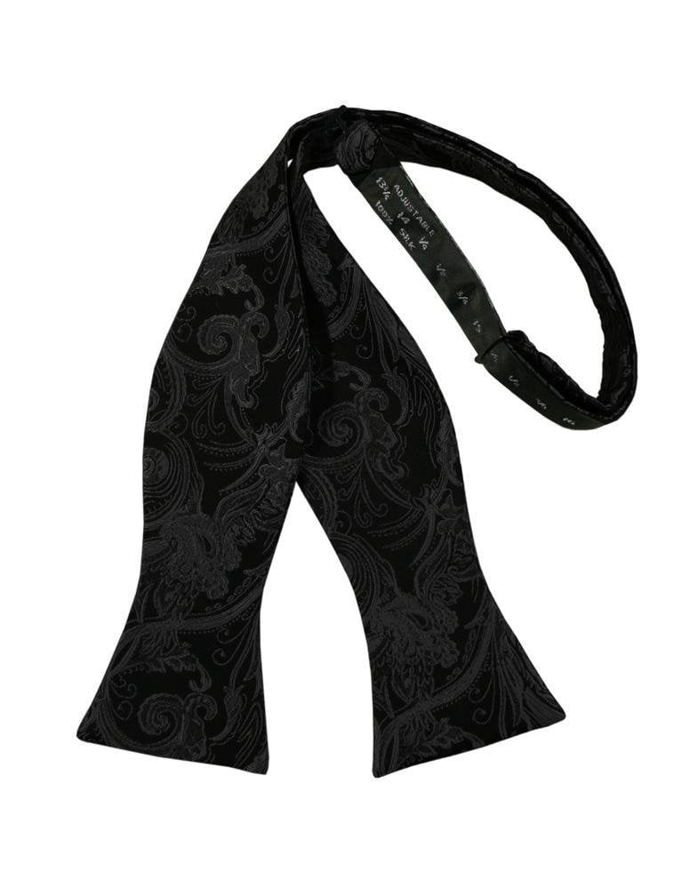 Black Tapestry Bow Tie - self-tie style, front view