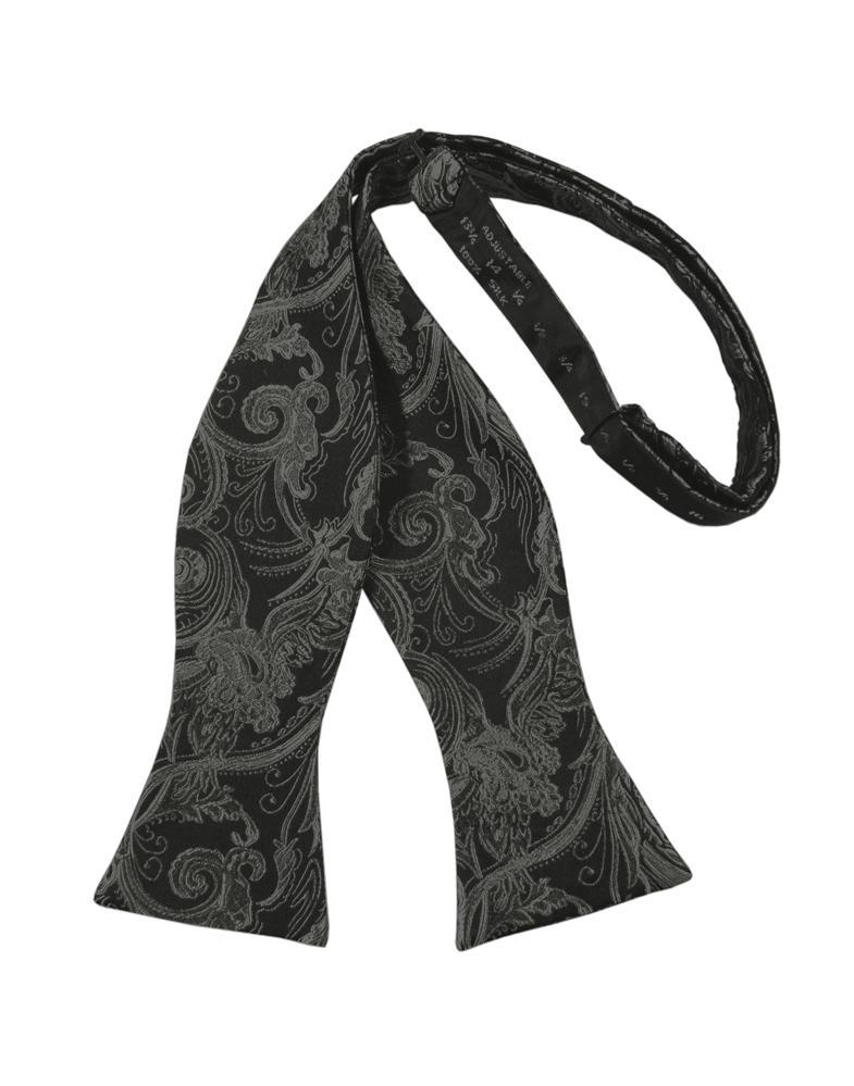 Charcoal Tapestry Bow Tie - self-tie style, front view