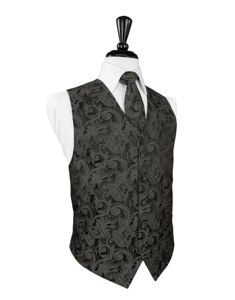 Cardi Charcoal Tapestry Tuxedo Vest