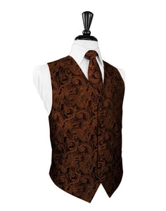 Cardi Cognac Tapestry Tuxedo Vest