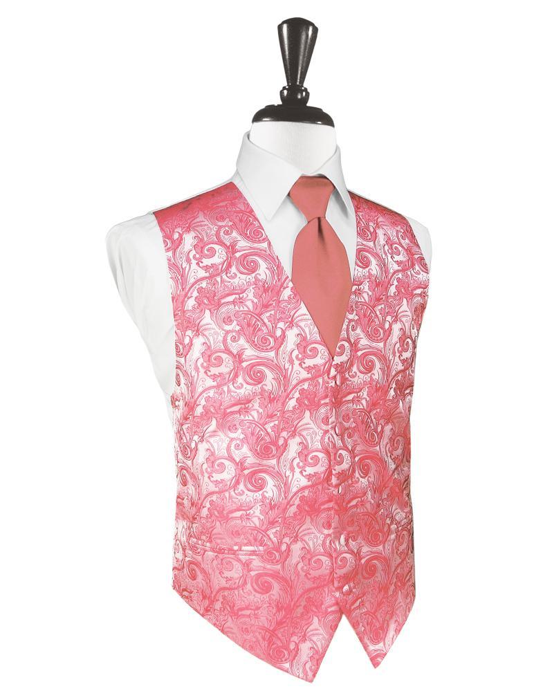 Cardi Guava Tapestry Tuxedo Vest