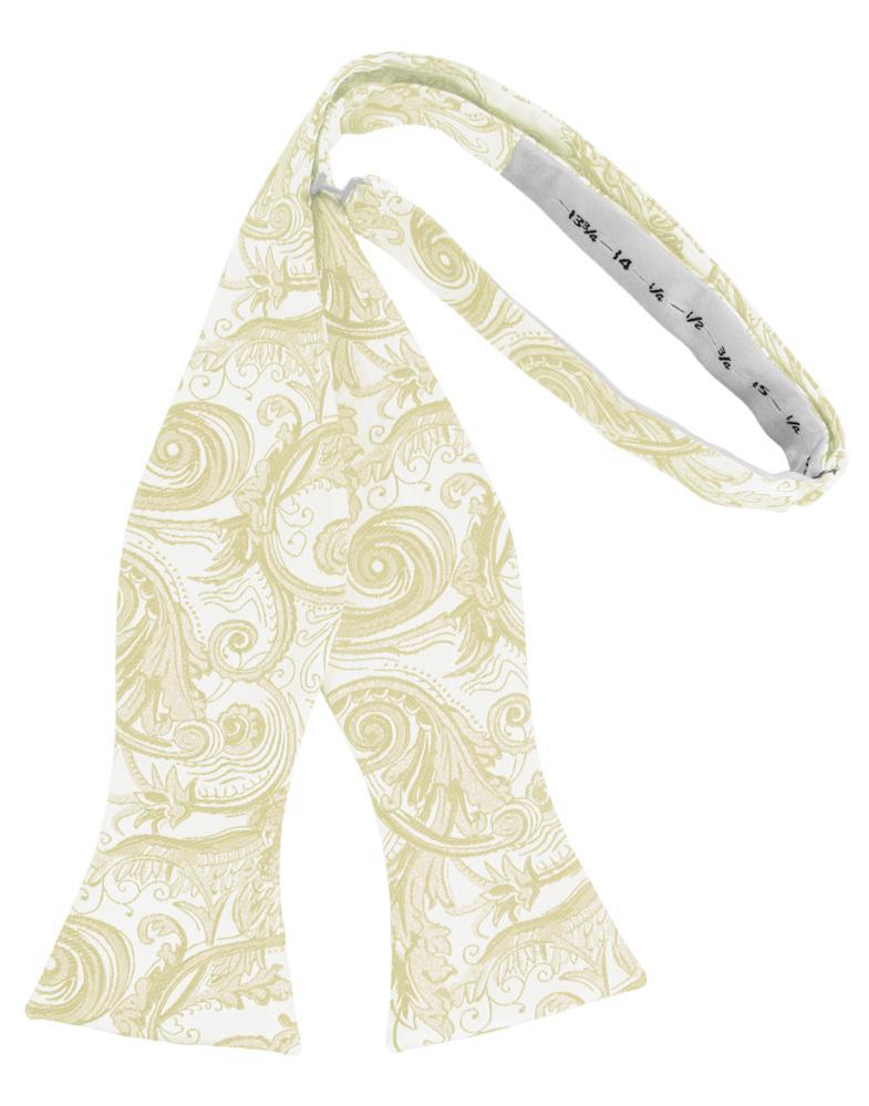 Ivory Tapestry Bow Tie - self-tie style, front view
