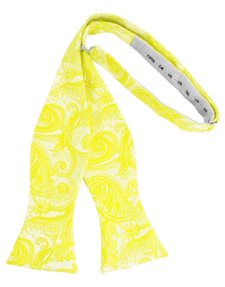 Lemon Tapestry Bow Tie - self-tie style, front view