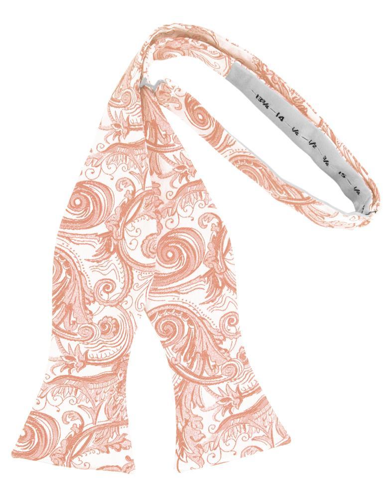 Peach Tapestry Bow Tie - self-tie style, front view