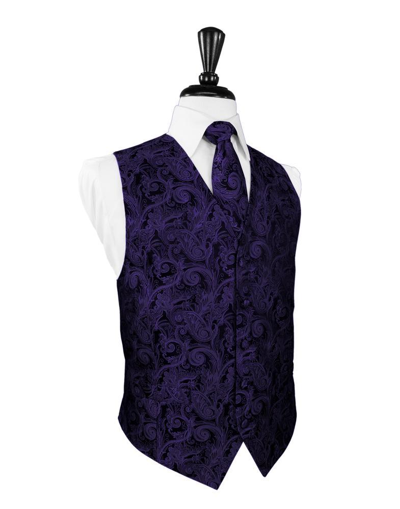 Cardi Purple Tapestry Tuxedo Vest