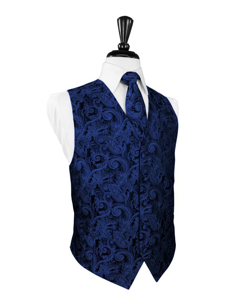 Royal Blue Tapestry Tuxedo Vest – - Main Image