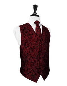 Cardi Scarlet Tapestry Tuxedo Vest