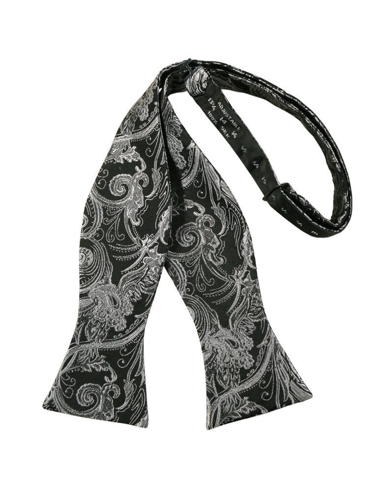 Silver Tapestry Bow Tie - self-tie style, front view