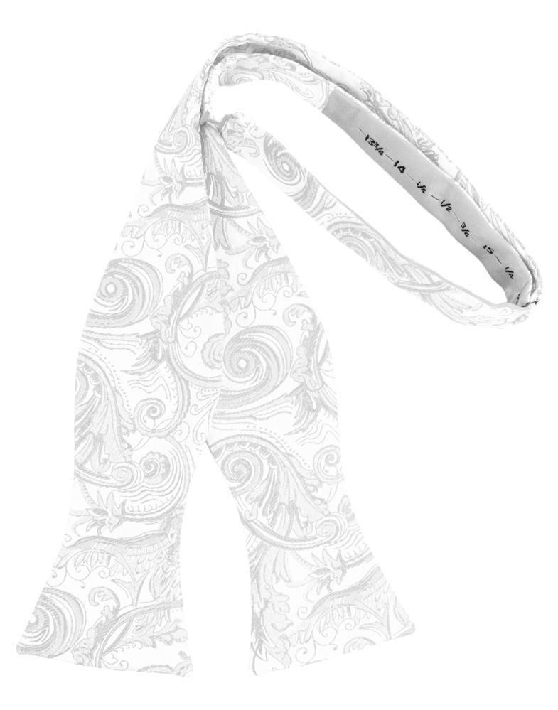 White Tapestry Bow Tie - self-tie style, front view
