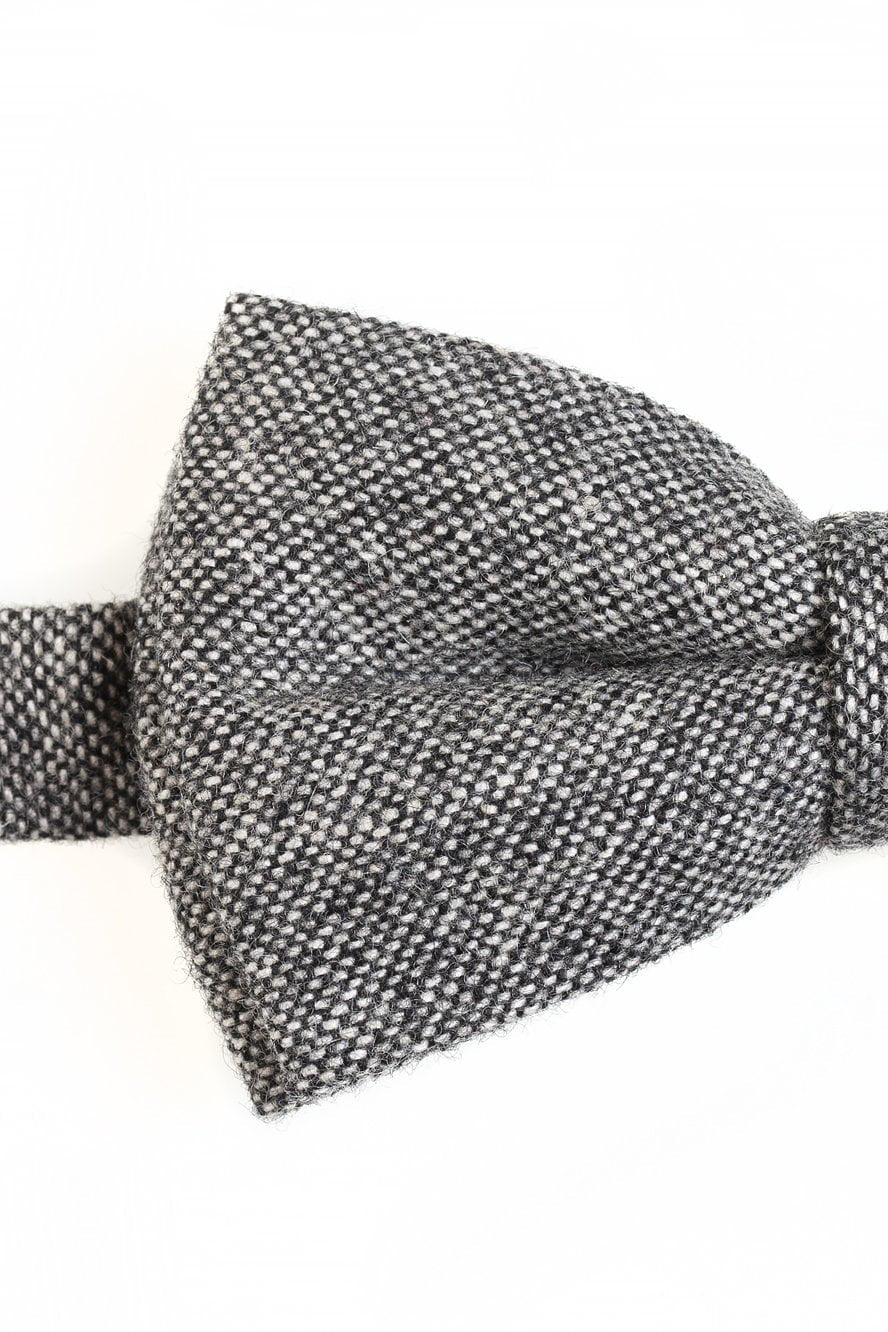 Black & White Tweed Bow Tie - close-up of fabric texture and folds