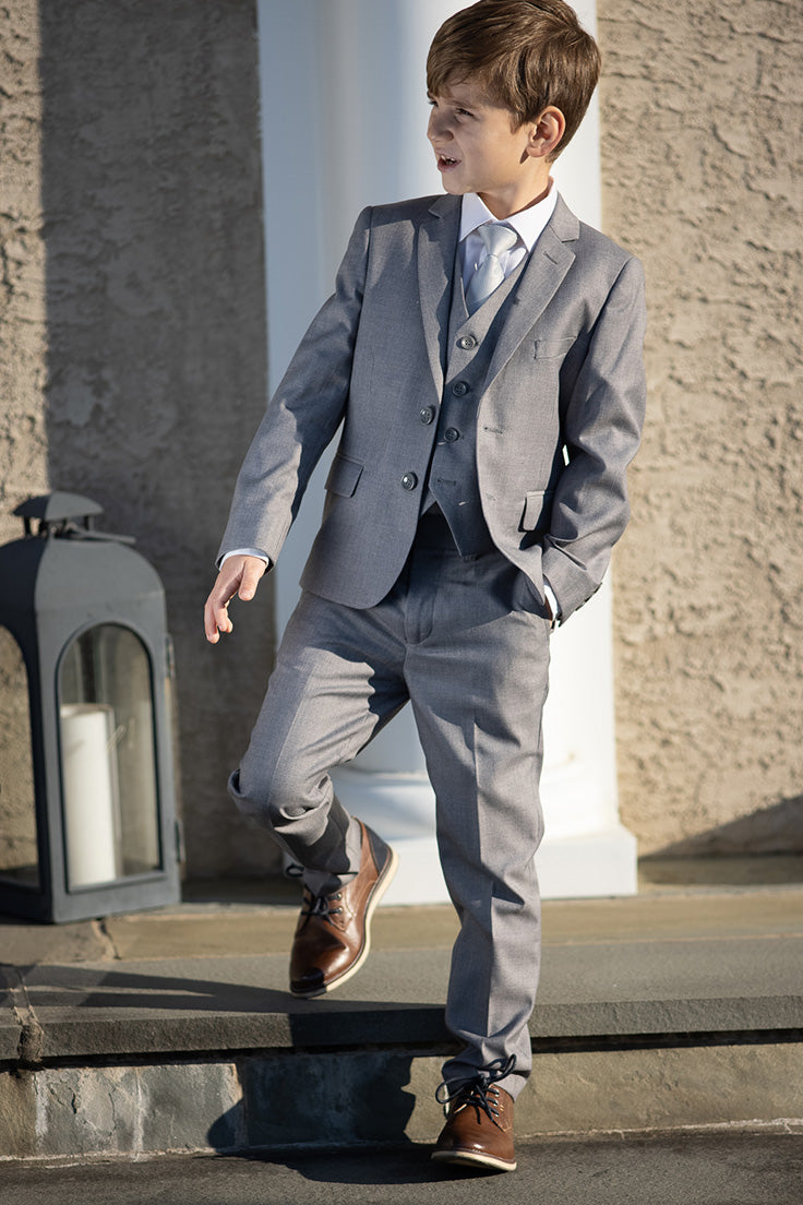 Liam Kids Vintage Grey Suit (5-Piece Set)