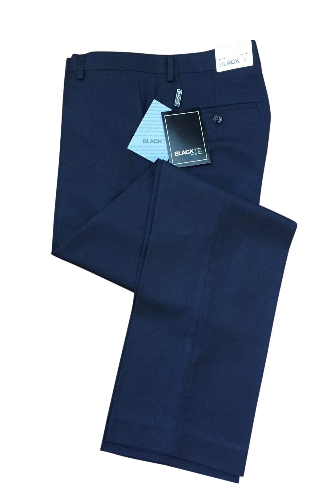 BLACKTIE "Bradley" Midnight Navy Luxury Wool Blend Suit Pants - Unhemmed