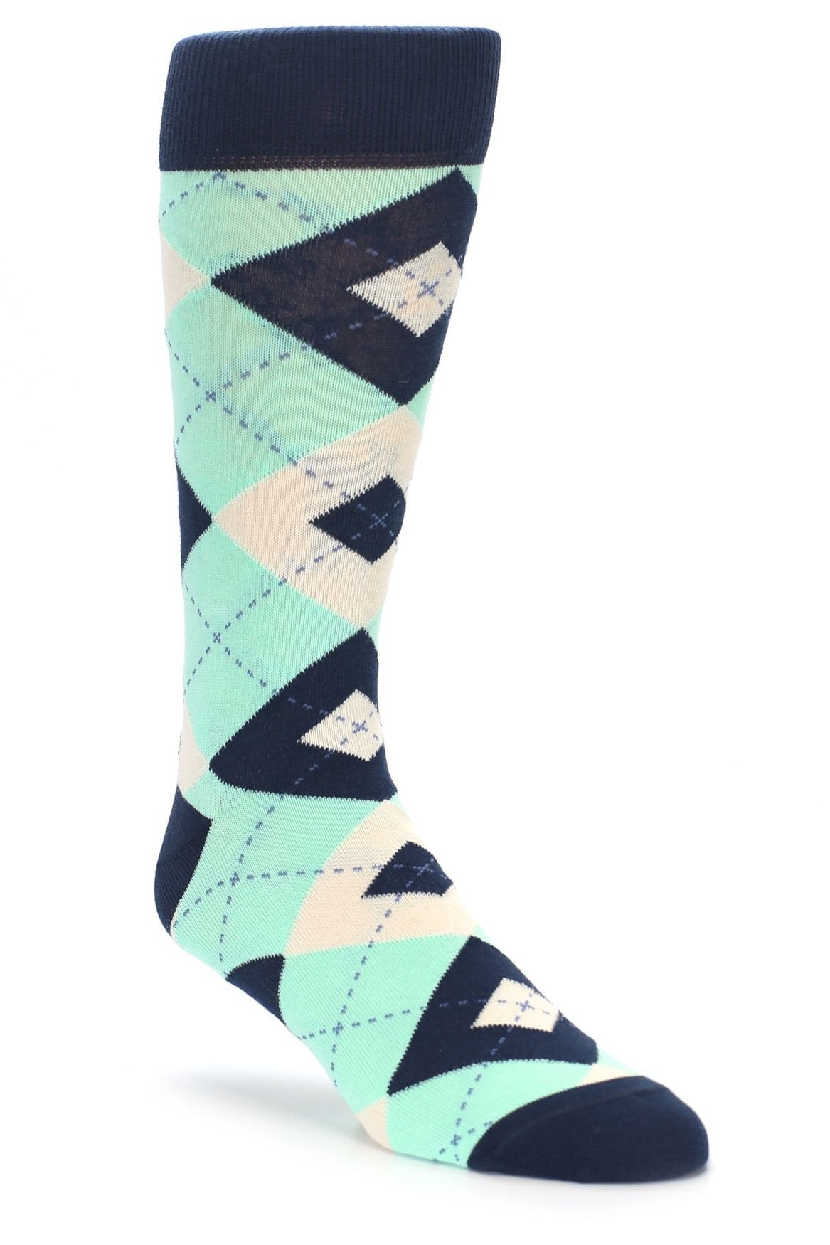 Bold Socks Mint Navy Bold Argyle Socks