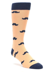 Bold Socks Peach Navy Bold Mustache Socks