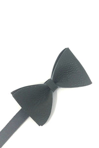 Cardi Dark Grey Textured Leather Bow Tie