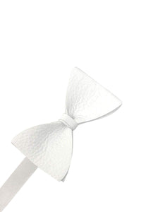 Cardi White Textured Leather Bow Tie