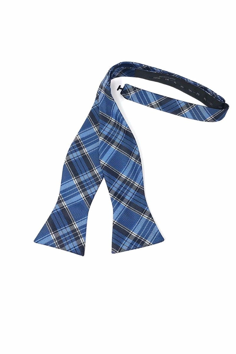 Blue Madison Plaid Bow Tie - self-tie style, front view