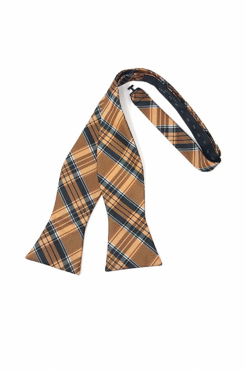 Orange Madison Plaid Bow Tie - self-tie style, front view