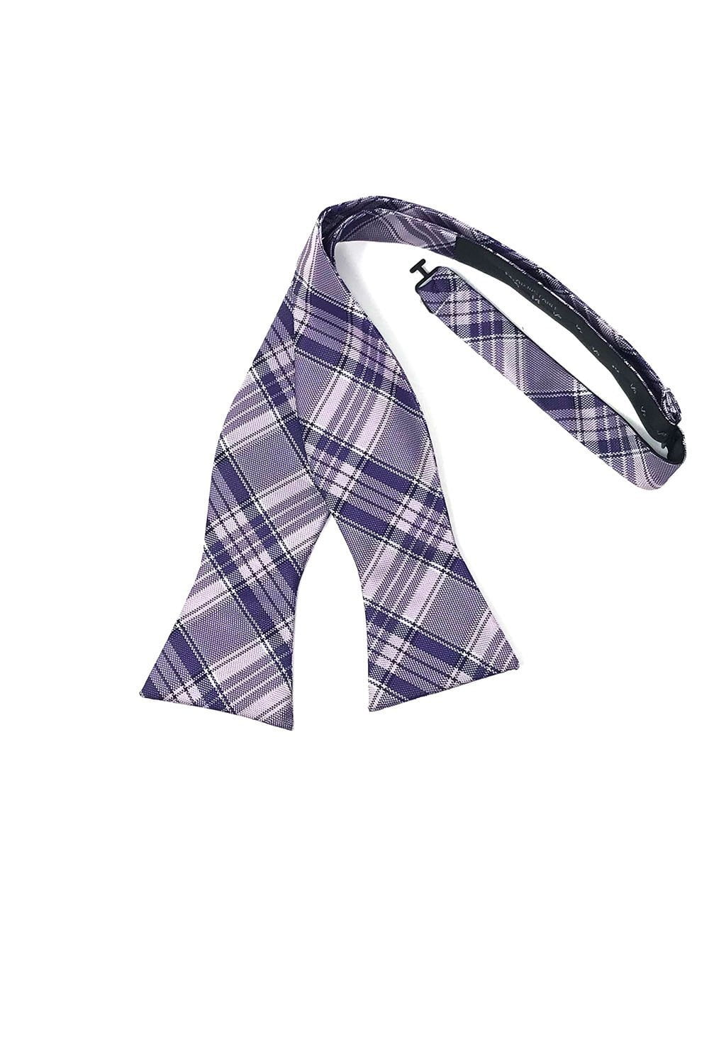 Purple Madison Plaid Bow Tie - self-tie style, front view