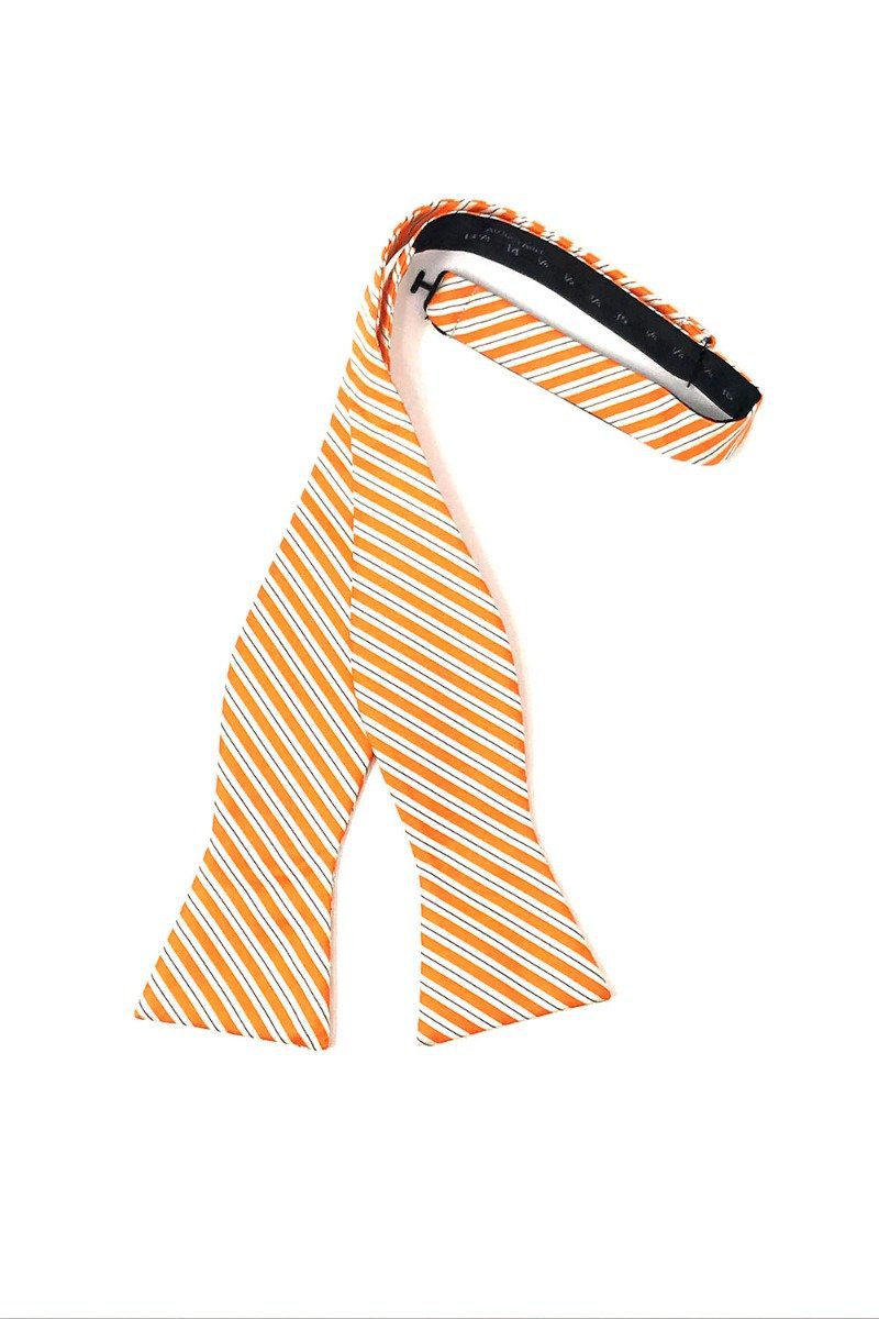 Orange Newton Stripe Bow Tie - self-tie style, front view