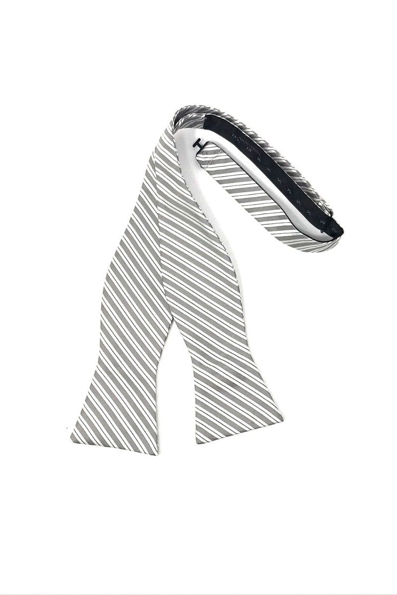 Grey Newton Stripe Bow Tie - self-tie style, front view