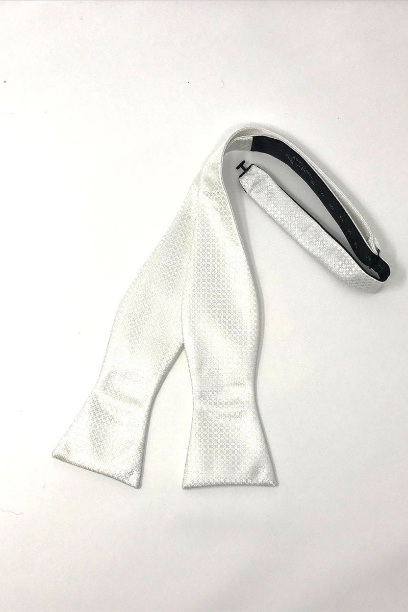 White Regal Bow Tie - self-tie style, front view