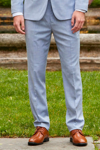 Couture 1910 "Sharkskin" Oxford Blue Plain Front Pants