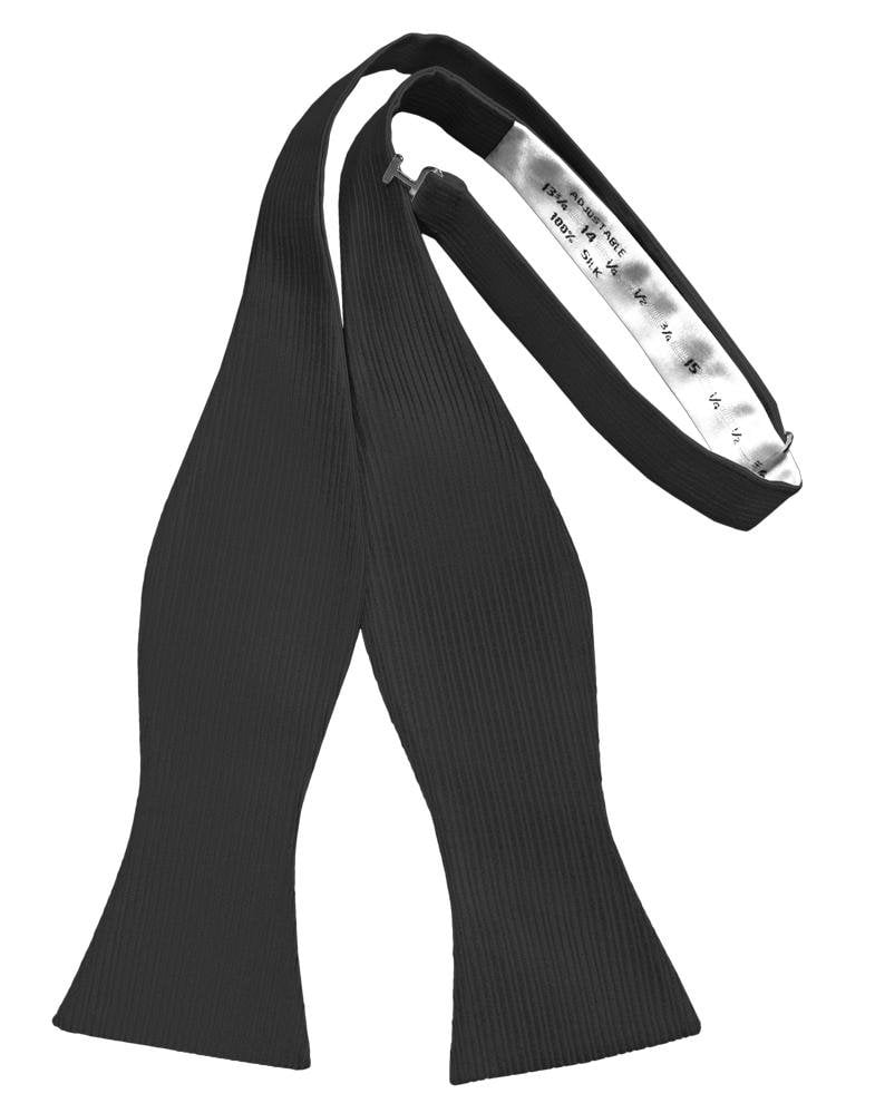 Black Faille Silk Bow Tie - self-tie style, front view