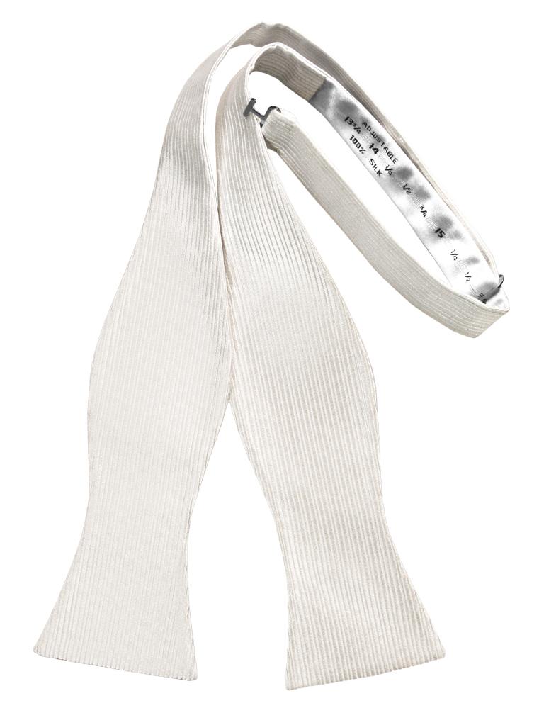 Ivory Faille Silk Bow Tie - self-tie style, front view