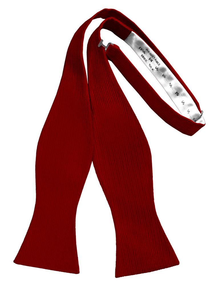 Red Faille Silk Bow Tie - self-tie style, front view