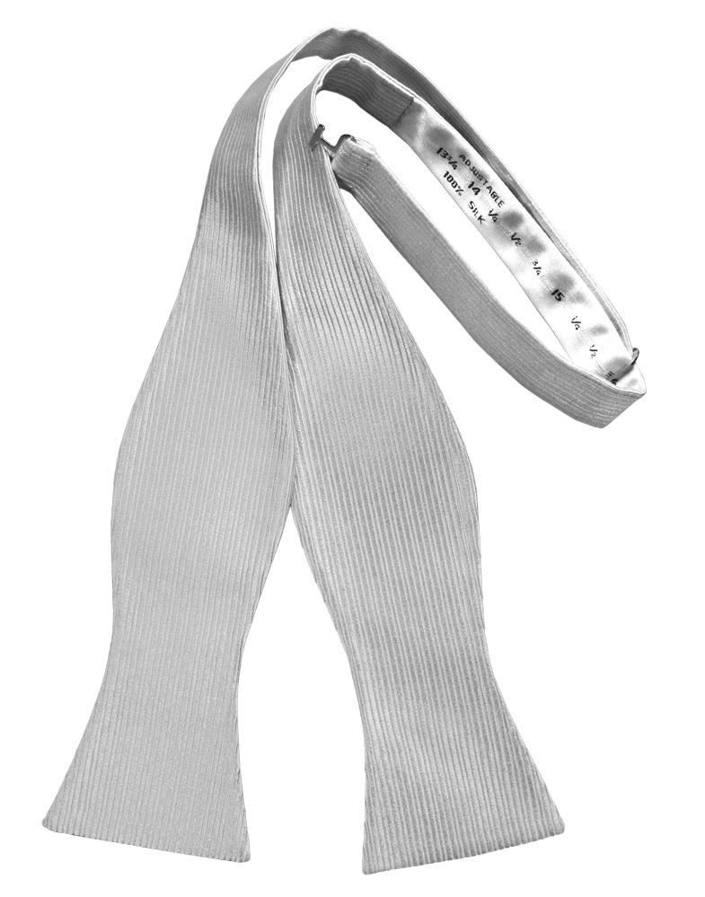 Silver Faille Silk Bow Tie - self-tie style, front view