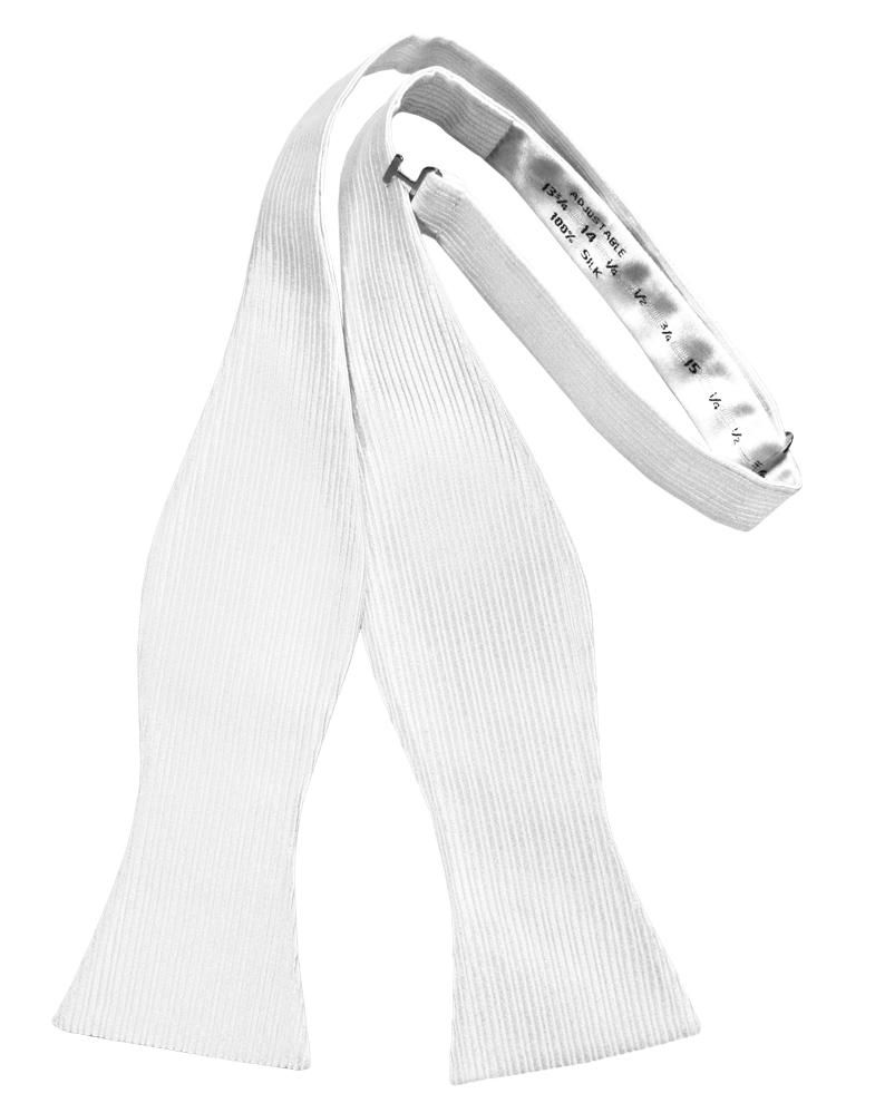 White Faille Silk Bow Tie - self-tie style, front view