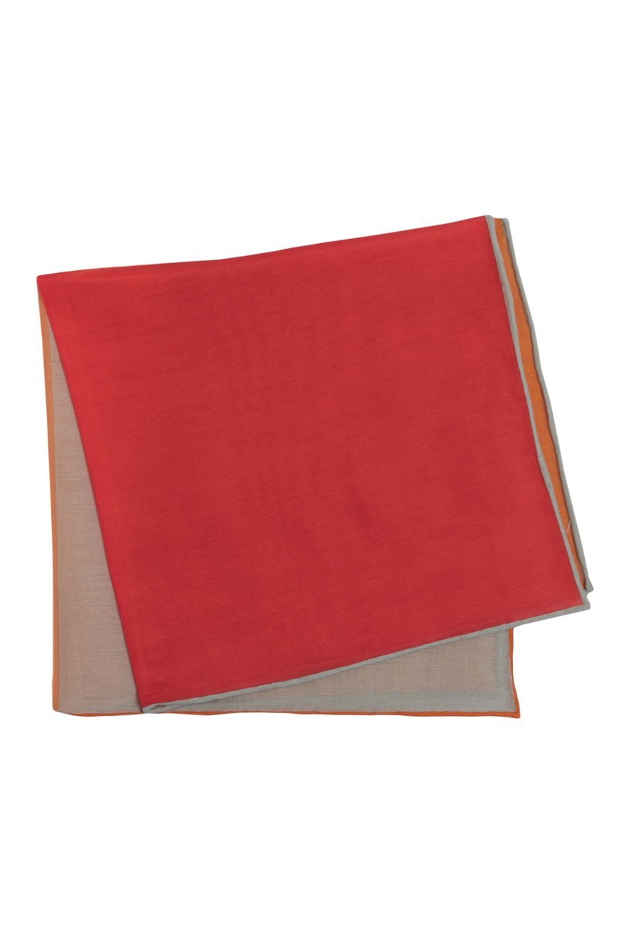 Cristoforo Cardi Orange Silk & Cotton Blend Quad Pocket Square