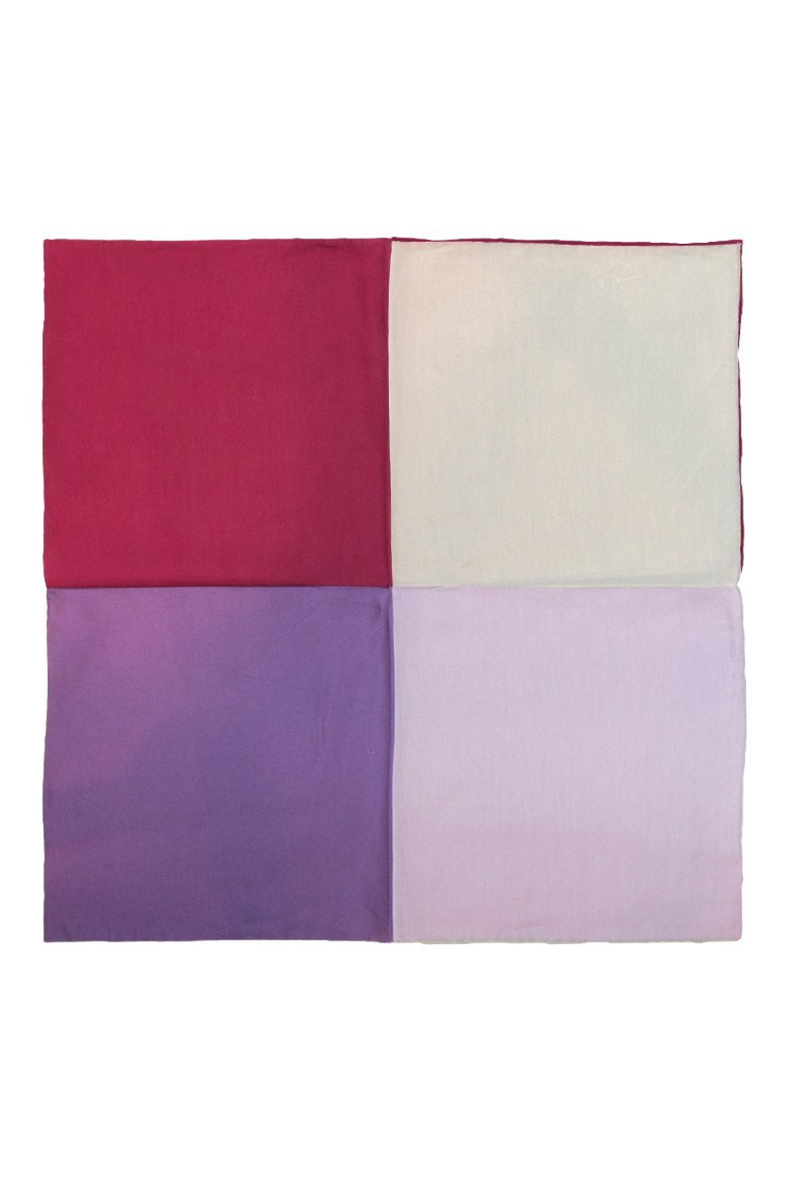 Cristoforo Cardi Purple Silk & Cotton Blend Quad Pocket Square