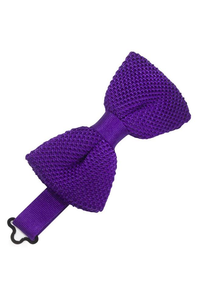 Cristoforo Cardi Purple Silk Knit Bow Tie