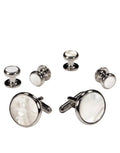 Cristoforo Cardi White Mother of Pearl in Silver Setting Studs & Cufflinks Set