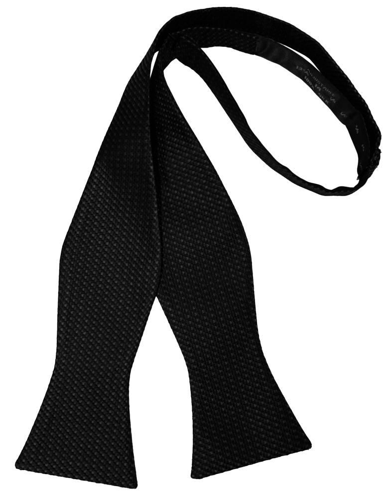 Black Silk Weave Bow Tie - self-tie style, front view