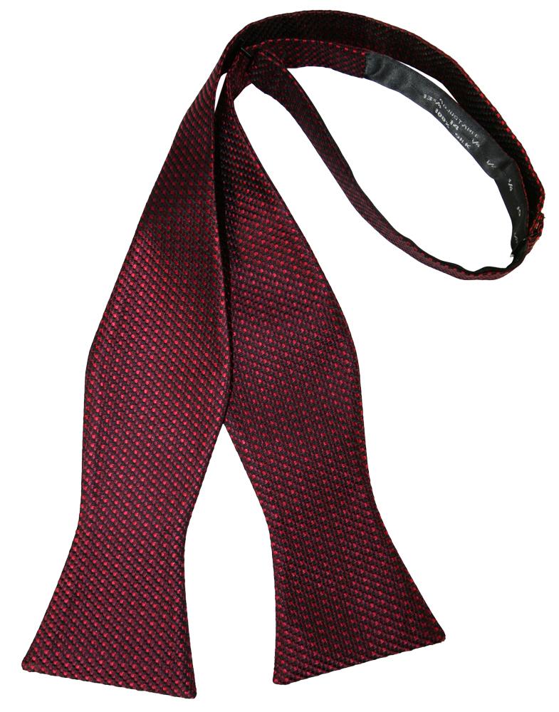 Wine Silk Weave Bow Tie - self-tie style, front view