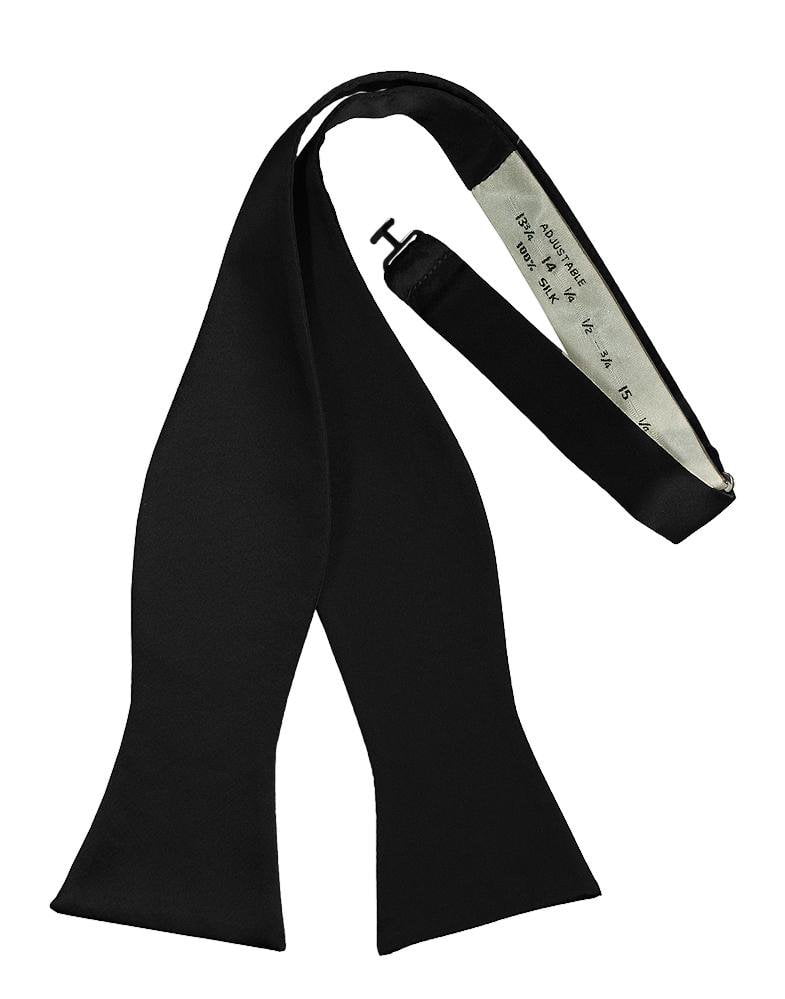 Black Noble Silk Bow Tie - self-tie style, front view
