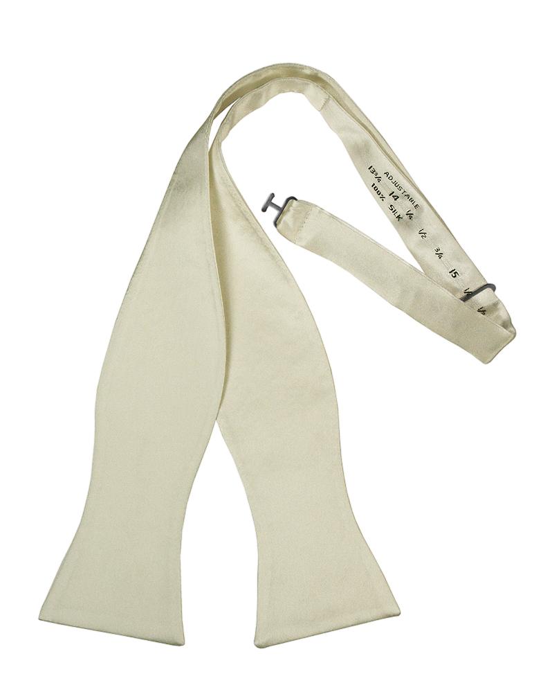 Ivory Noble Silk Bow Tie - self-tie style, front view