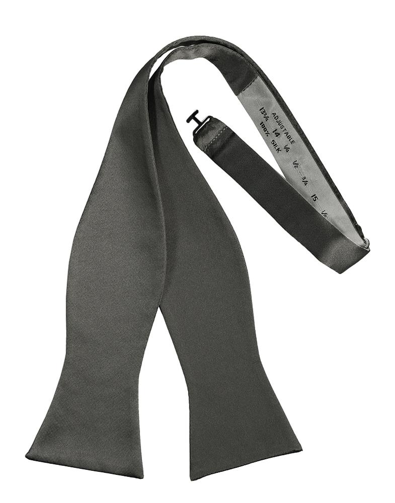 Silver Noble Silk Bow Tie - self-tie style, front view