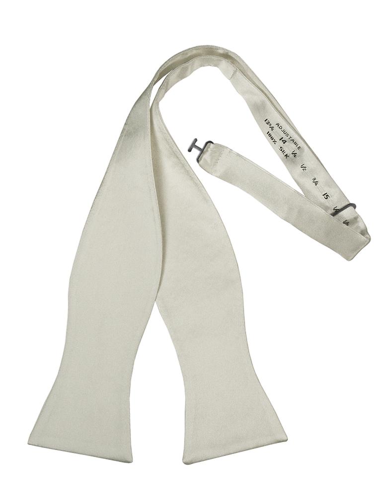 White Noble Silk Bow Tie - self-tie style, front view