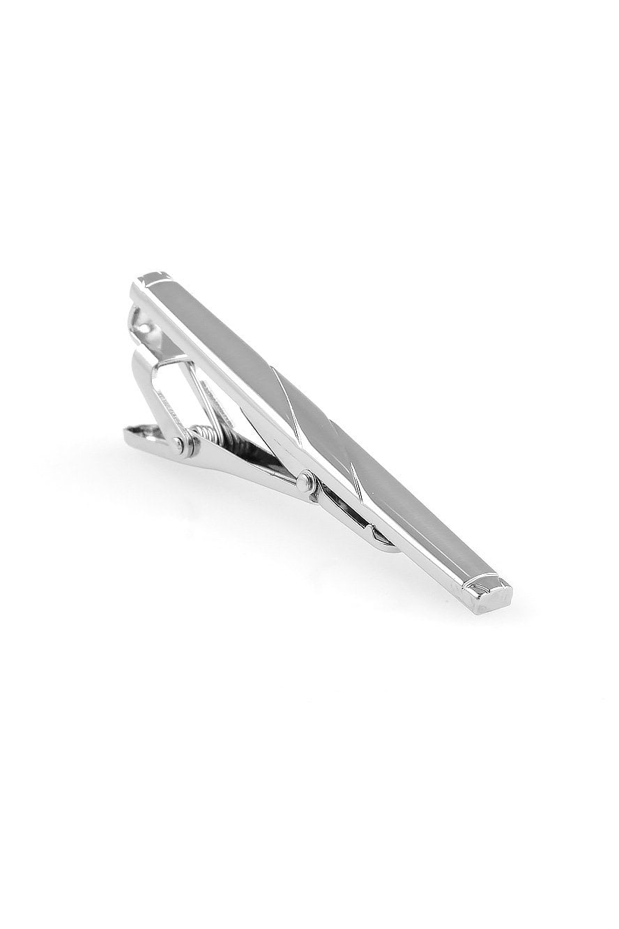 BLACKTIE Brushed Silver with Swirl Premium Tie Bar