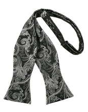 Cristoforo Cardi Self Tie Silver Paisley Silk Bow Tie