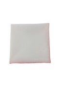 Cristoforo Cardi White Cotton with Pink Border Pocket Square