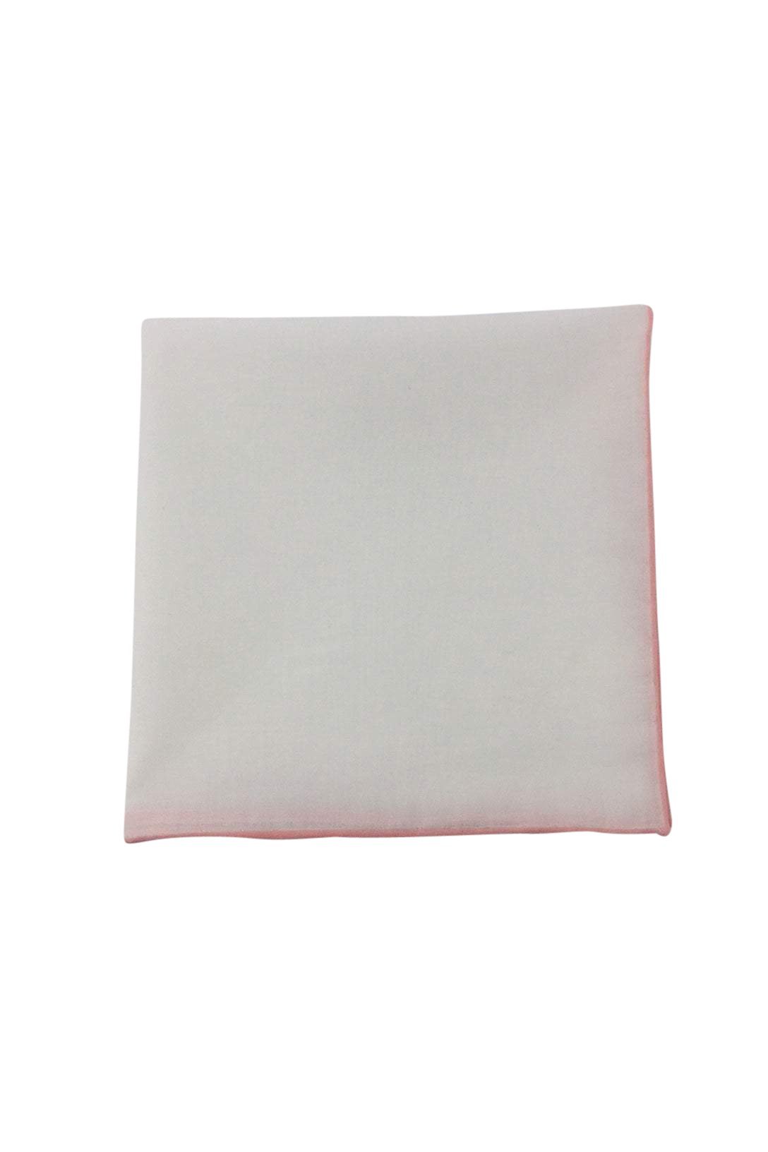 Cristoforo Cardi White Cotton with Pink Border Pocket Square